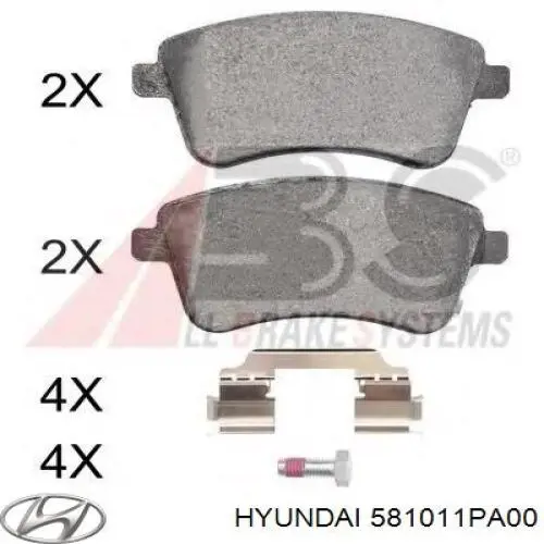 Klocki hamulcowe przednie tarczowe Hyundai/Kia 581011PA00 cena, od 34,22 USD