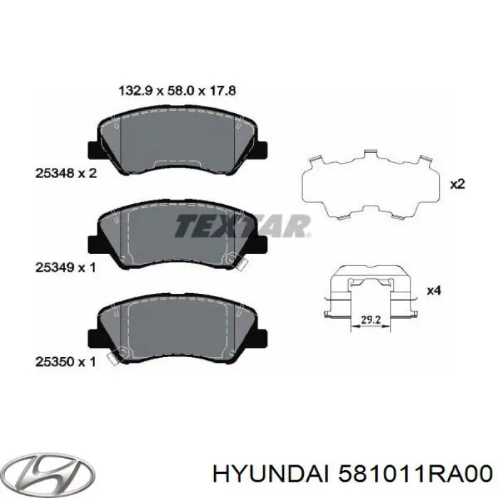 581011RA00 Hyundai/Kia Klocki hamulcowe przednie tarczowe