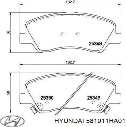 Klocki hamulcowe przednie tarczowe Hyundai/Kia 581011RA01 cena, od 58,32 USD