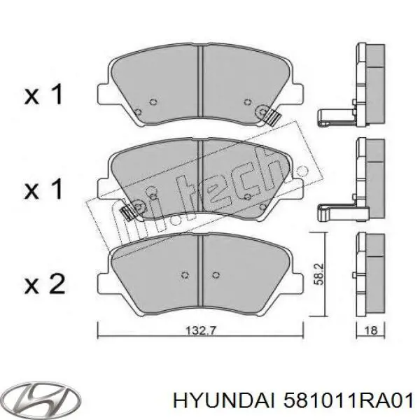 Do koszyka 581011RA01 Hyundai/Kia Klocki hamulcowe przednie tarczowe