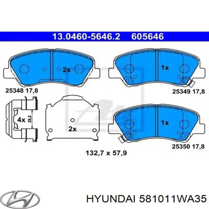 Klocki hamulcowe przednie tarczowe Hyundai/Kia 581011WA35