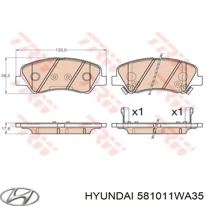 581011WA35 Hyundai/Kia Klocki hamulcowe przednie tarczowe