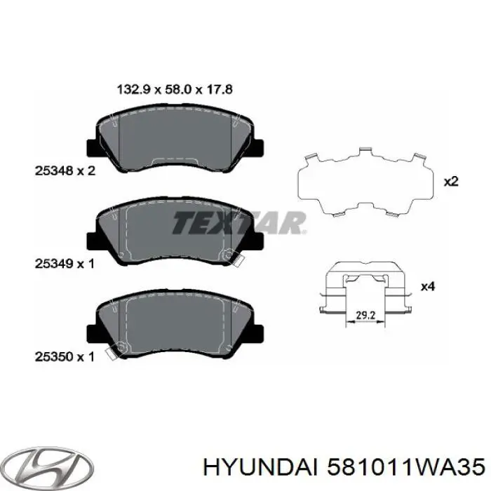 Klocki hamulcowe przednie tarczowe Hyundai/Kia 581011WA35 cena, od 58,32 USD