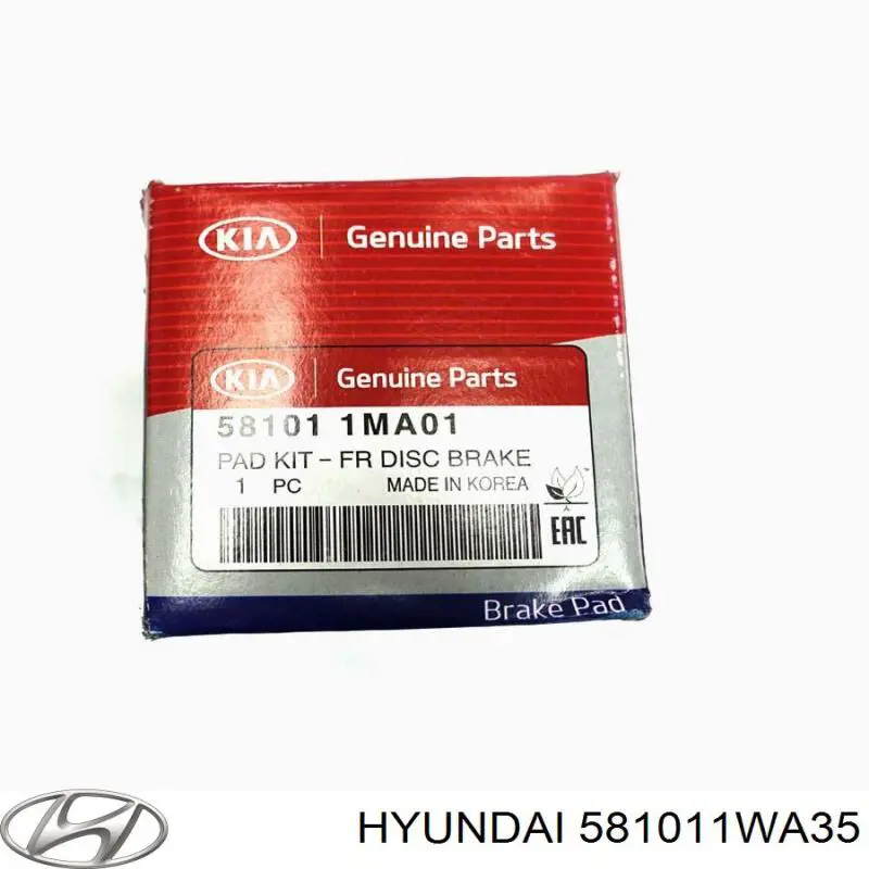 Klocki hamulcowe przednie tarczowe 581011WA35 Hyundai/Kia