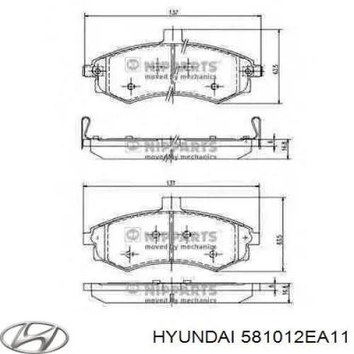 Klocki hamulcowe przednie tarczowe Hyundai/Kia 581012EA11
