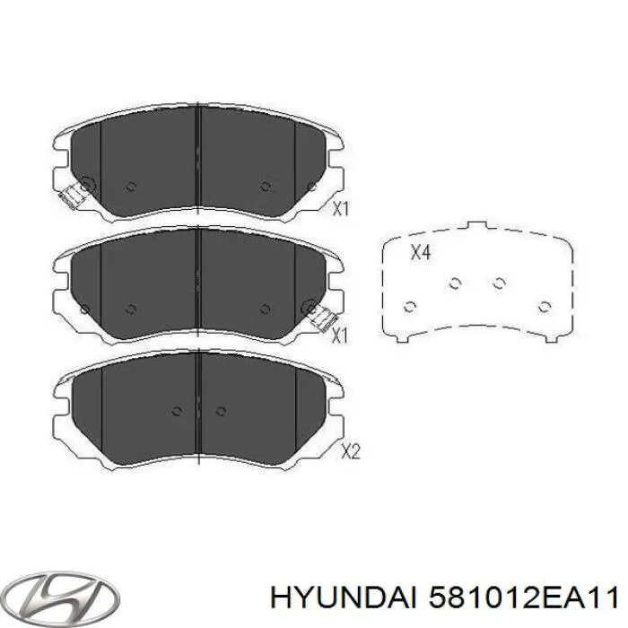 Do koszyka 581012EA11 Hyundai/Kia Klocki hamulcowe przednie tarczowe