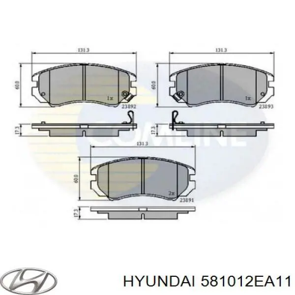 Klocki hamulcowe przednie tarczowe 581012EA11 Hyundai/Kia