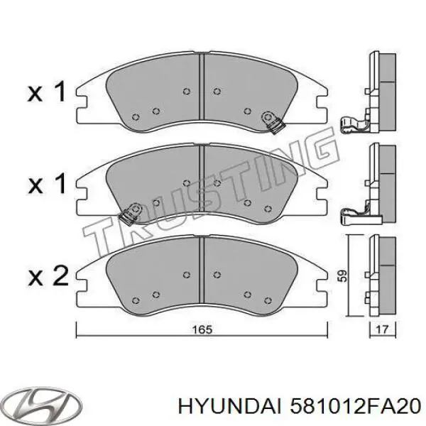 Do koszyka 581012FA20 Hyundai/Kia Klocki hamulcowe przednie tarczowe