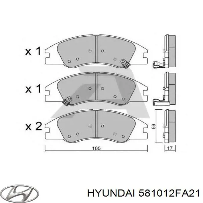 Klocki hamulcowe przednie tarczowe Hyundai/Kia 581012FA21 cena, od 23,49 USD