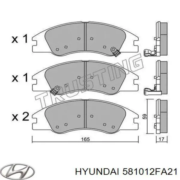 Do koszyka 581012FA21 Hyundai/Kia Klocki hamulcowe przednie tarczowe