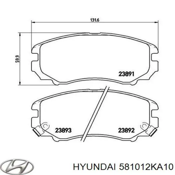 Do koszyka 581012KA10 Hyundai/Kia Klocki hamulcowe przednie tarczowe