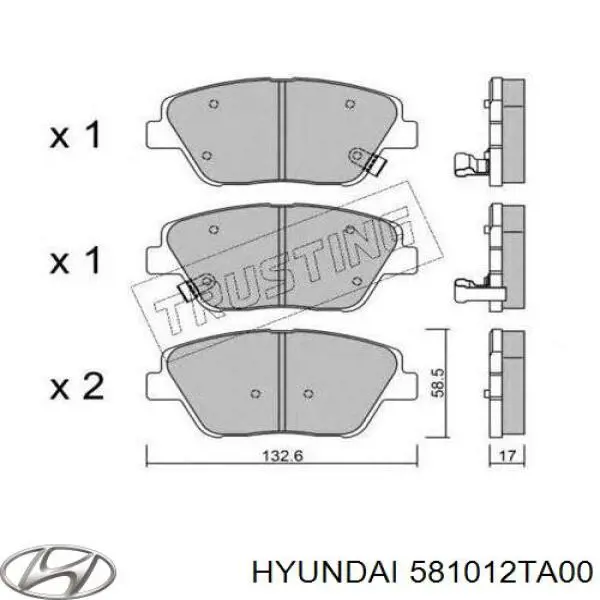 581012TA00 Hyundai/Kia Klocki hamulcowe przednie tarczowe