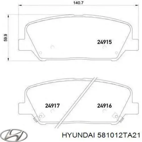 581012TA21 Hyundai/Kia Klocki hamulcowe przednie tarczowe