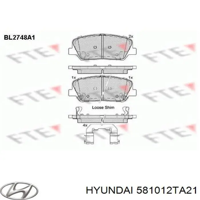 Klocki hamulcowe przednie tarczowe Hyundai/Kia 581012TA21 cena, od 25,75 USD