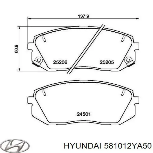 Do koszyka 581012YA50 Hyundai/Kia Klocki hamulcowe przednie tarczowe