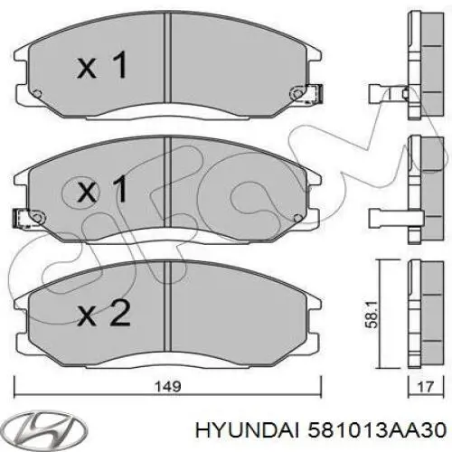 Do koszyka 581013AA30 Hyundai/Kia Klocki hamulcowe przednie tarczowe