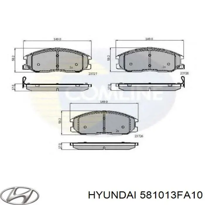 Klocki hamulcowe przednie tarczowe Hyundai/Kia 581013FA10 cena, od 39,59 USD