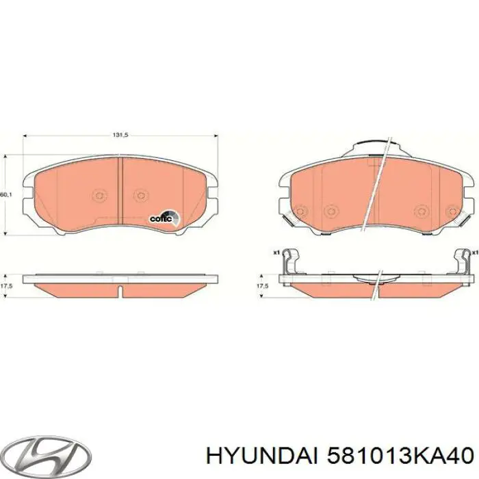 Klocki hamulcowe przednie tarczowe 581013KA40 Hyundai/Kia