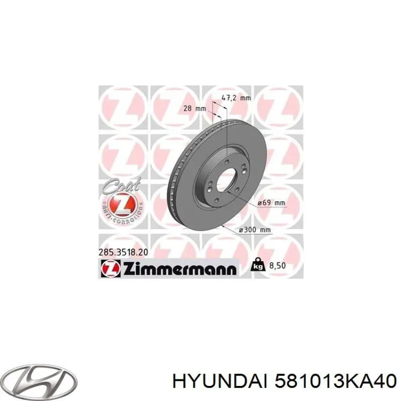 Do koszyka 581013KA40 Hyundai/Kia Klocki hamulcowe przednie tarczowe