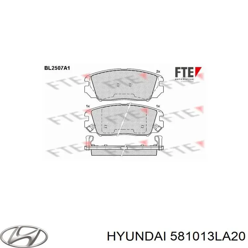 Klocki hamulcowe przednie tarczowe 581013LA20 Hyundai/Kia