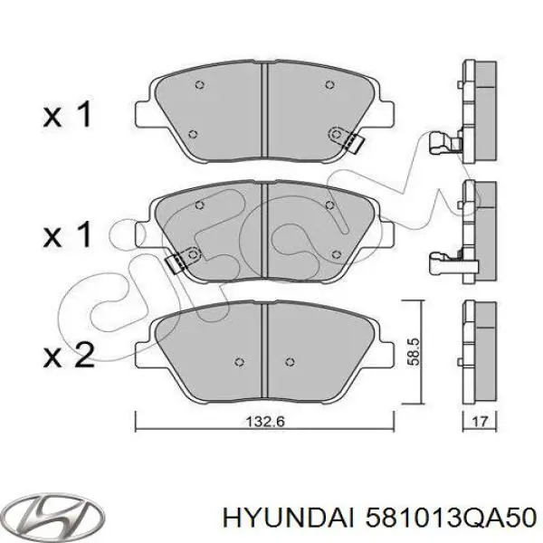 Do koszyka 581013QA50 Hyundai/Kia Klocki hamulcowe przednie tarczowe