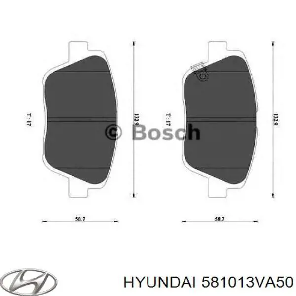 Do koszyka 581013VA50 Hyundai/Kia Klocki hamulcowe przednie tarczowe