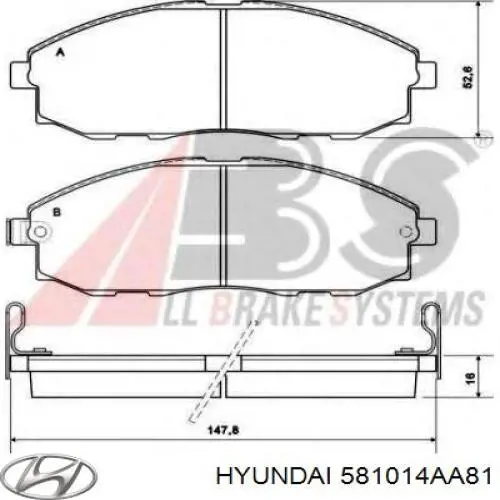 Klocki hamulcowe przednie tarczowe Hyundai/Kia 581014AA81 cena, od 19,87 USD