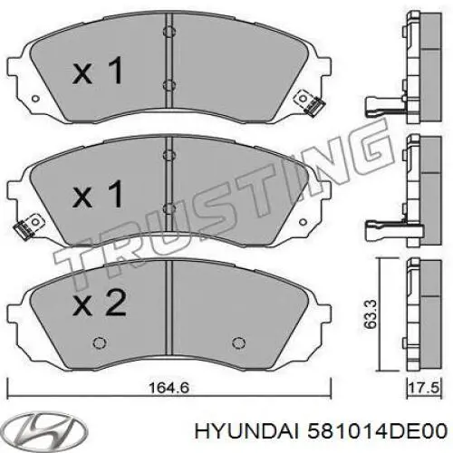 Klocki hamulcowe przednie tarczowe Hyundai/Kia 581014DE00 cena, od 33,00 USD