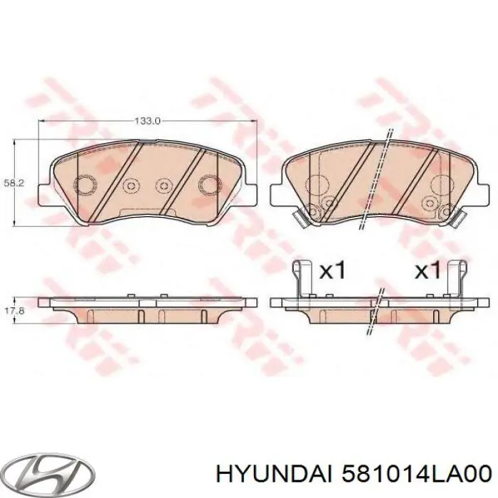 Do koszyka 581014LA00 Hyundai/Kia Klocki hamulcowe przednie tarczowe