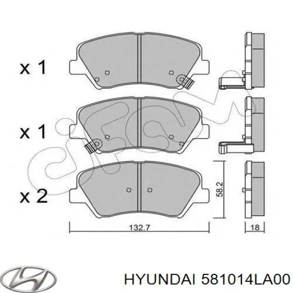 Klocki hamulcowe przednie tarczowe Hyundai/Kia 581014LA00 cena, od 44,56 USD