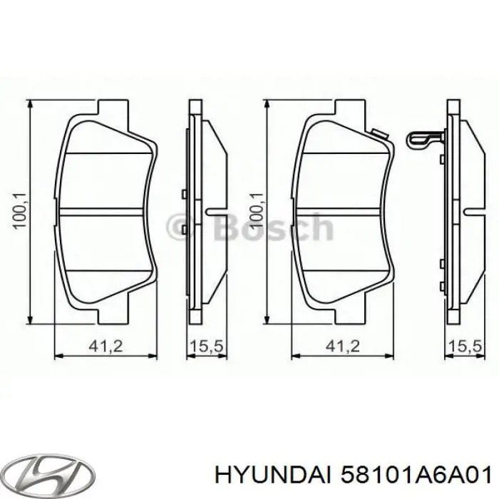 Klocki hamulcowe przednie tarczowe 58101A6A01 Hyundai/Kia