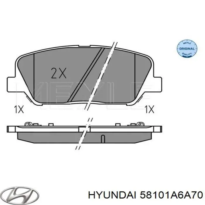 Do koszyka 58101A6A70 Hyundai/Kia Klocki hamulcowe przednie tarczowe