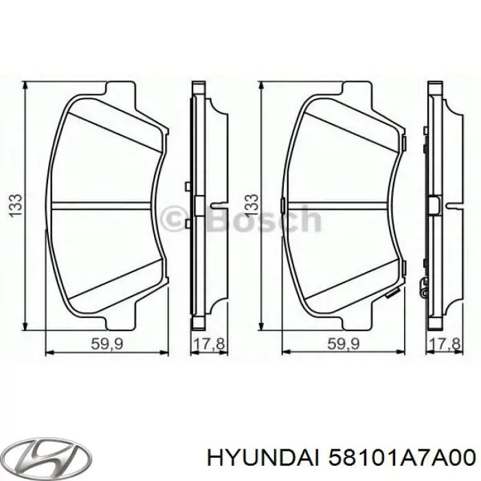 Klocki hamulcowe przednie tarczowe Hyundai/Kia 58101A7A00 cena, od 44,79 USD