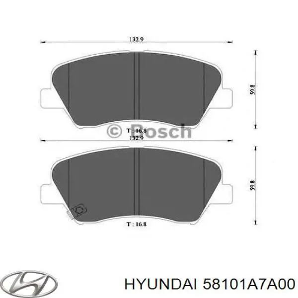 Klocki hamulcowe przednie tarczowe 58101A7A00 Hyundai/Kia