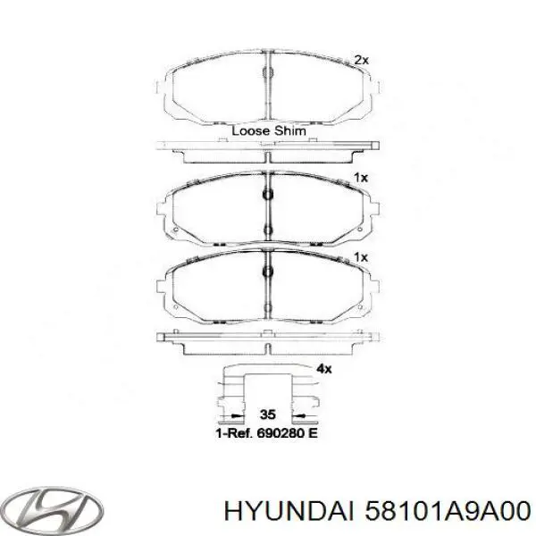 Klocki hamulcowe przednie tarczowe Hyundai/Kia 58101A9A00
