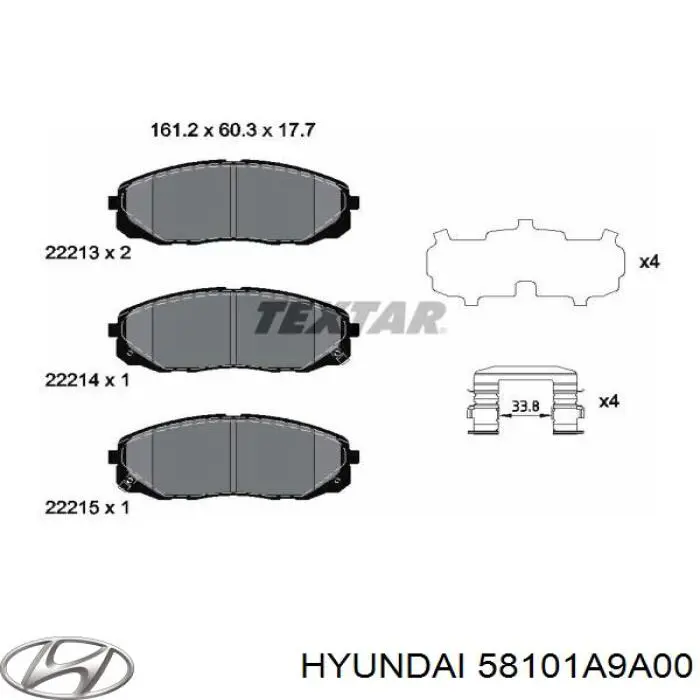 Do koszyka 58101A9A00 Hyundai/Kia Klocki hamulcowe przednie tarczowe
