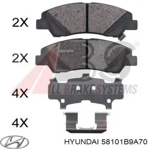 Klocki hamulcowe przednie tarczowe Hyundai/Kia 58101B9A70 cena, od 27,03 USD