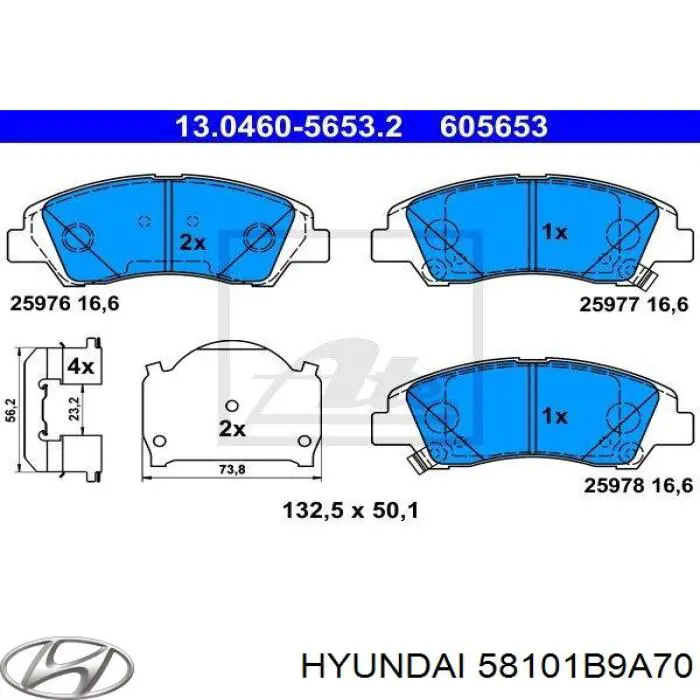 Do koszyka 58101B9A70 Hyundai/Kia Klocki hamulcowe przednie tarczowe