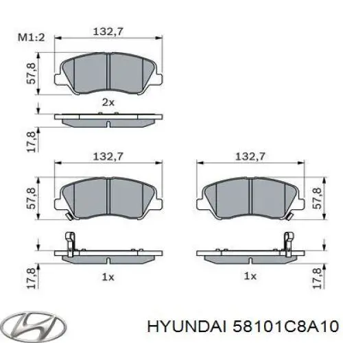 Klocki hamulcowe przednie tarczowe Hyundai/Kia 58101C8A10 cena, od 32,94 USD