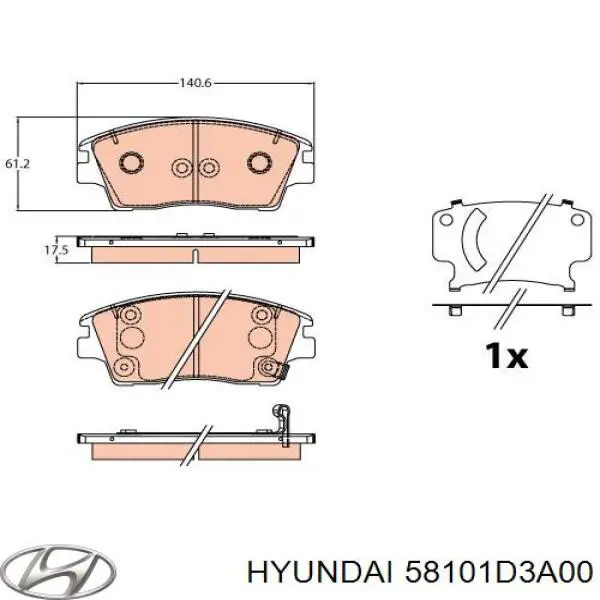 Klocki hamulcowe przednie tarczowe Hyundai/Kia 58101D3A00 cena, od 27,10 USD