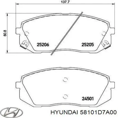 Klocki hamulcowe przednie tarczowe Hyundai/Kia 58101D7A00 cena, od 27,81 USD