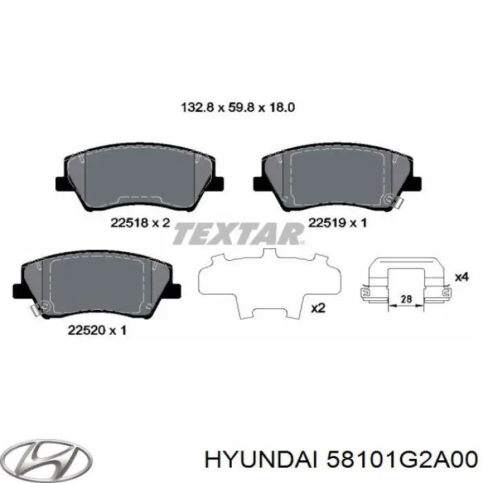 58101G2A00 Hyundai/Kia Klocki hamulcowe przednie tarczowe