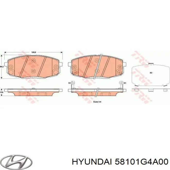 Do koszyka 58101G4A00 Hyundai/Kia Klocki hamulcowe przednie tarczowe