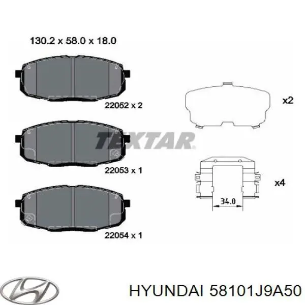 Klocki hamulcowe przednie tarczowe Hyundai/Kia 58101J9A50 cena, od 19,70 USD