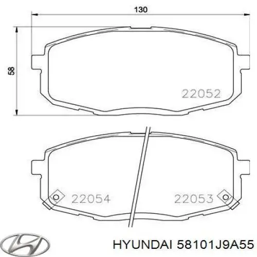 Klocki hamulcowe przednie tarczowe 58101J9A55 Hyundai/Kia