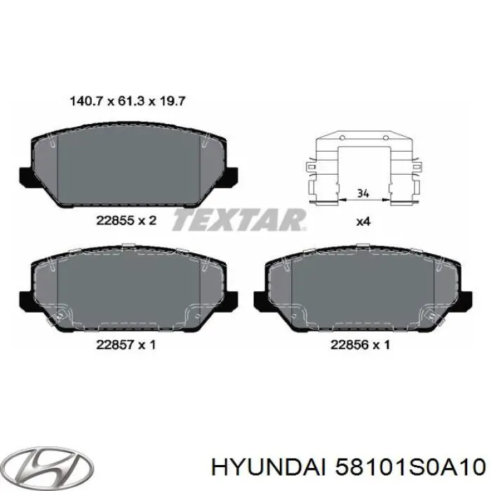 58101S0A10 Hyundai/Kia Klocki hamulcowe przednie tarczowe