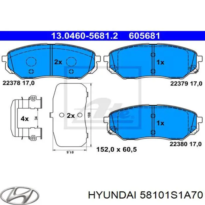 58101S1A70 Hyundai/Kia Klocki hamulcowe przednie tarczowe