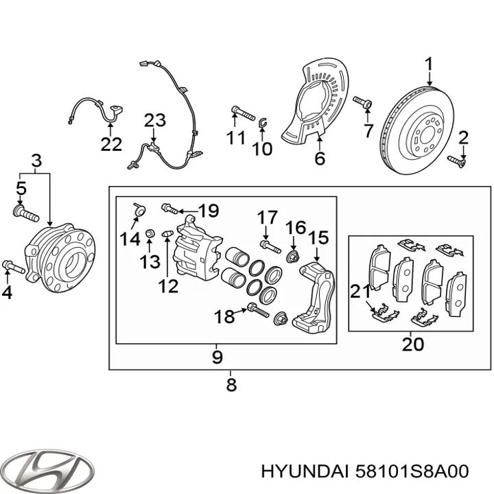 58101S8A00 Hyundai/Kia Klocki hamulcowe przednie tarczowe