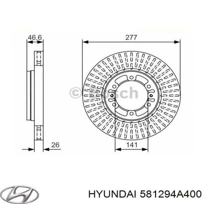 581294A400 Hyundai/Kia tarcza hamulcowa przednia