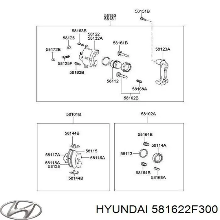 581622F300 Hyundai/Kia prowadnica zacisku przedniego górna